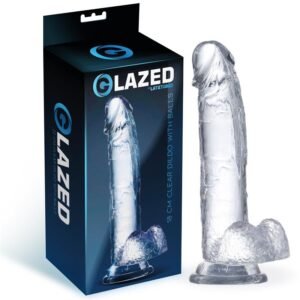 realistic dildo with testicles crystal 18 cm Realistic Dildo with Testicles Crystal 18cm
